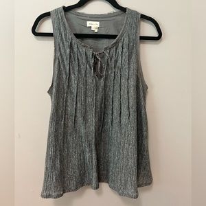 Anthropologie Meadow, Rue crinkled pleated tank top. Gray. Medium.